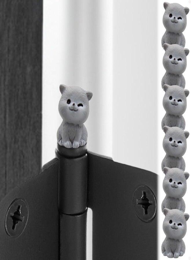 Wallertree Door Hinge Heads Decorative Topper - Magnetic Hinge Head Cat Set of 6 - British Shorthair Cat Hinge Toppers - Image 1